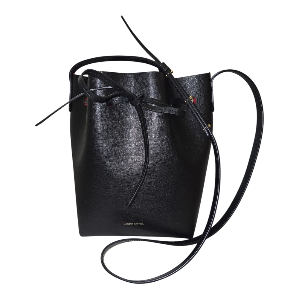 Mansur Gavriel Black Saffiano Leather Mini Bucket Crossbody